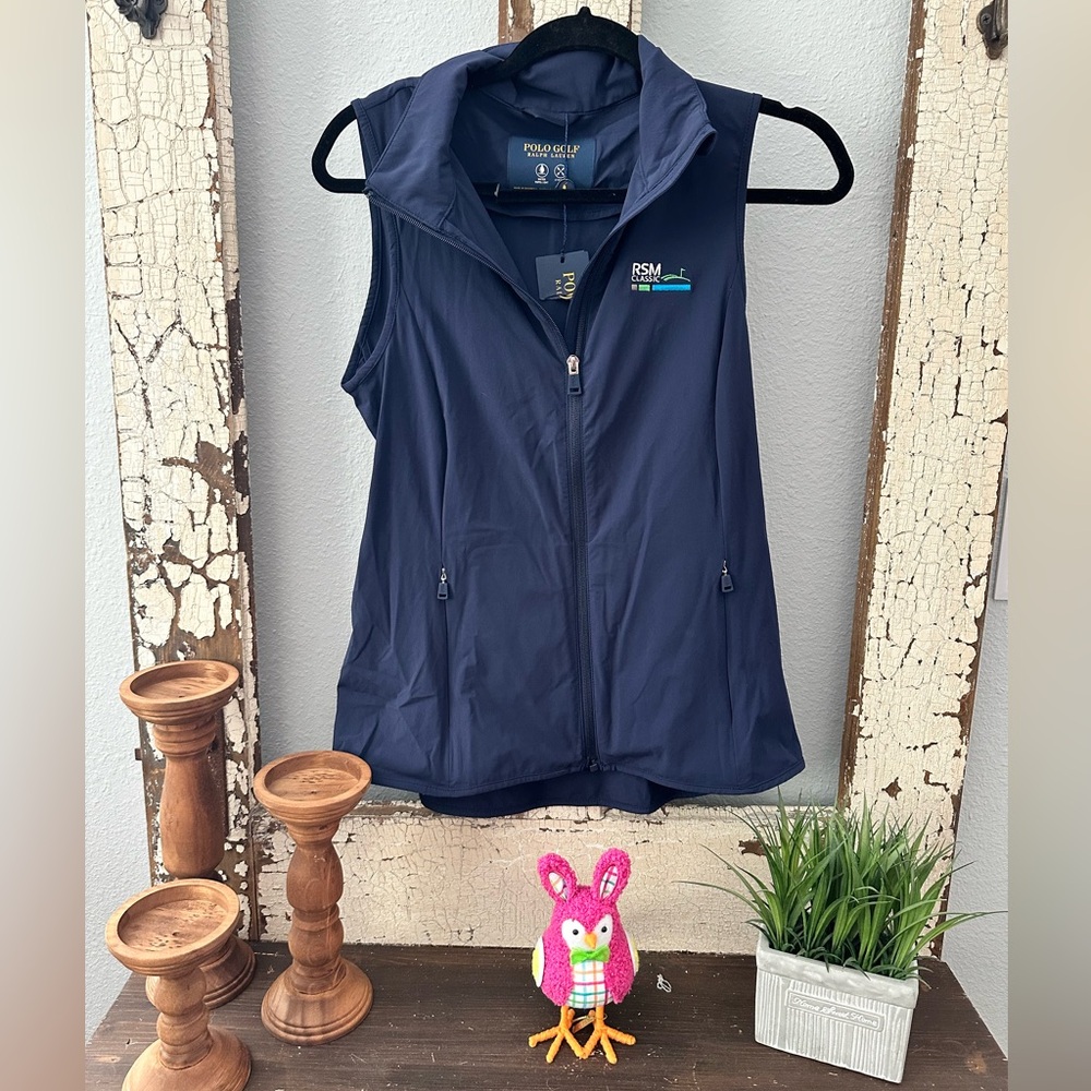 Navy Blue Polo Golf DryFit RSM Zip Up with Stand-Up Collar
